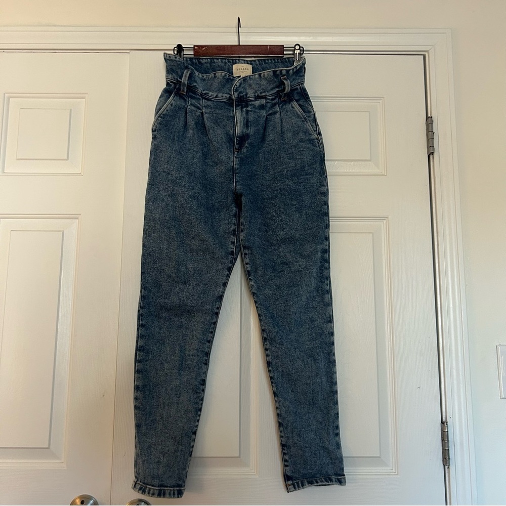 Sezane Austin Trousers in Bleached Blue Denim Size 4 - Picture 2 of 6